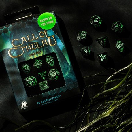 Q Komplet Kości "Zew Cthulhu" - Czarno-fosforyzujący