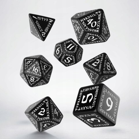 Q WORKSHOP Kości RPG Runiczne Czarno-białe (7)
