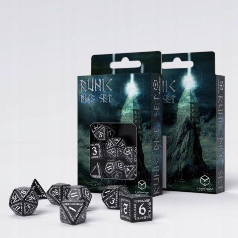 Q WORKSHOP Kości RPG Runiczne Czarno-białe (7)
