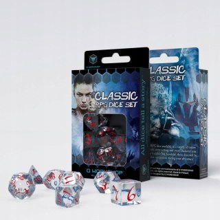 Kości RPG Klasyczne Przejrzysto-niebiesko czerwone (7)