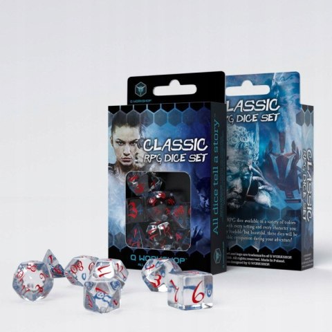 Kości RPG Klasyczne Przejrzysto-niebiesko czerwone (7)