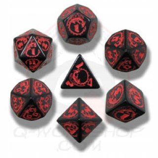 Komplet kości RPG smoczy - Czarno-czerwony