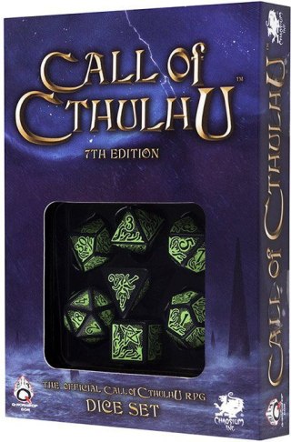 Q Komplet Kości "Zew Cthulhu" 7th Edition - Czarno-zielony