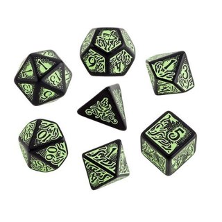 Q Komplet Kości "Zew Cthulhu" 7th Edition - Czarno-zielony